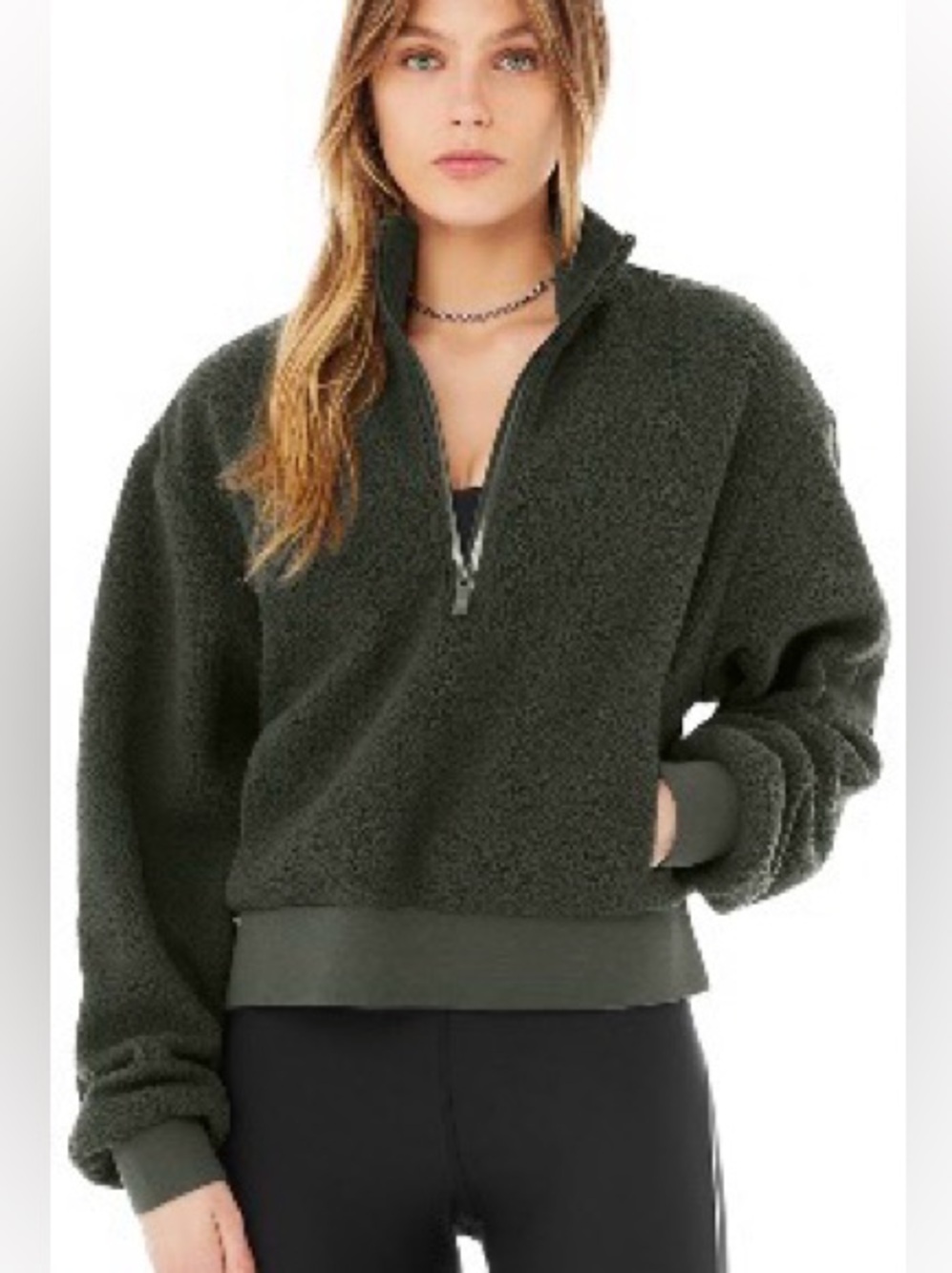 NWOT - Alo Yoga Micro Sherpa Solstice Coverup in XS / Dark Cactus